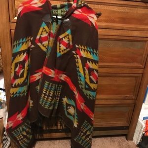 Hooded Aztec Poncho
